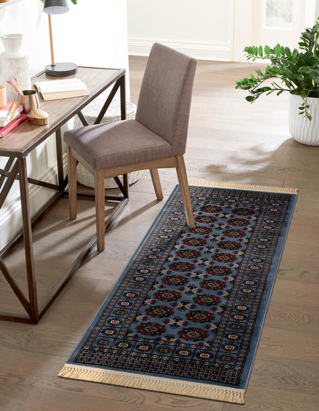 Blue 2' 7 x 12' Tekke Runner Area Rug Classic Traditional Vintage Design Carpet for Living Rooms, Dining, Bedrooms, Office Space for Sale at Rug Engine