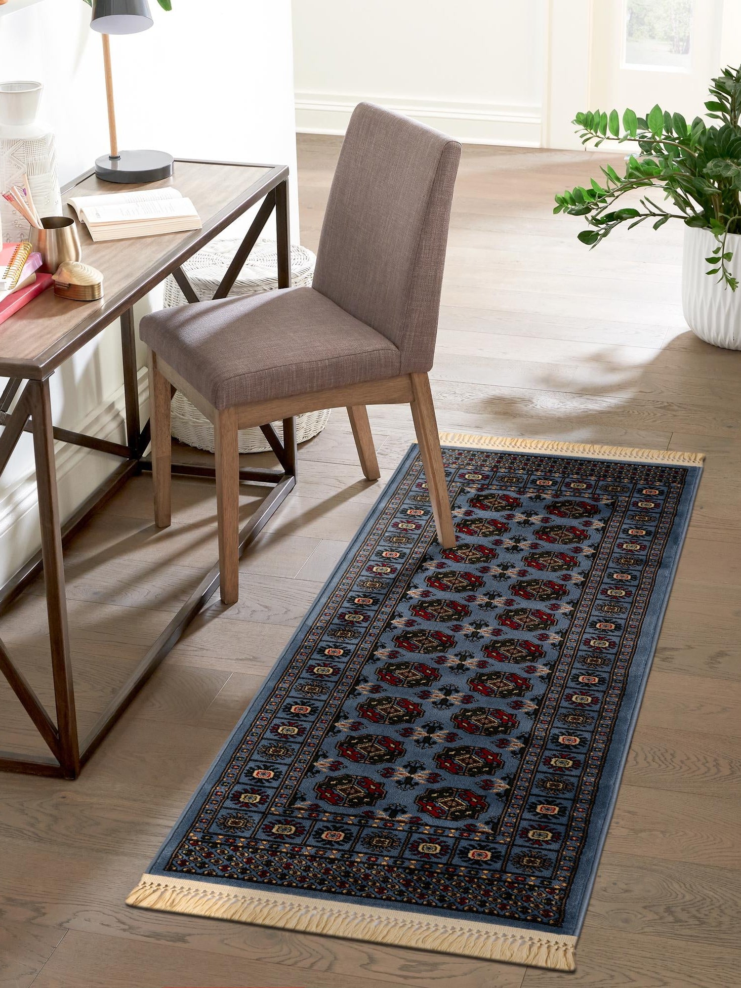 Blue 2' x 6' 1 Tekke Runner Area Rug Classic Traditional Vintage Design Carpet for Living Rooms, Dining, Bedrooms, Office Space for Sale at Rug Engine