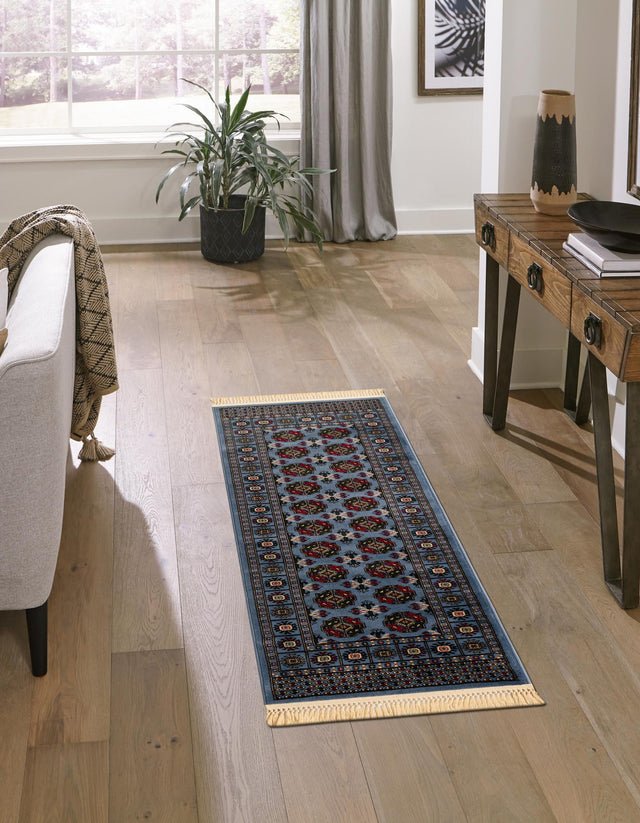 Blue 2' 7 x 12' Tekke Runner Area Rug Classic Traditional Vintage Design Carpet for Living Rooms, Dining, Bedrooms, Office Space for Sale at Rug Engine