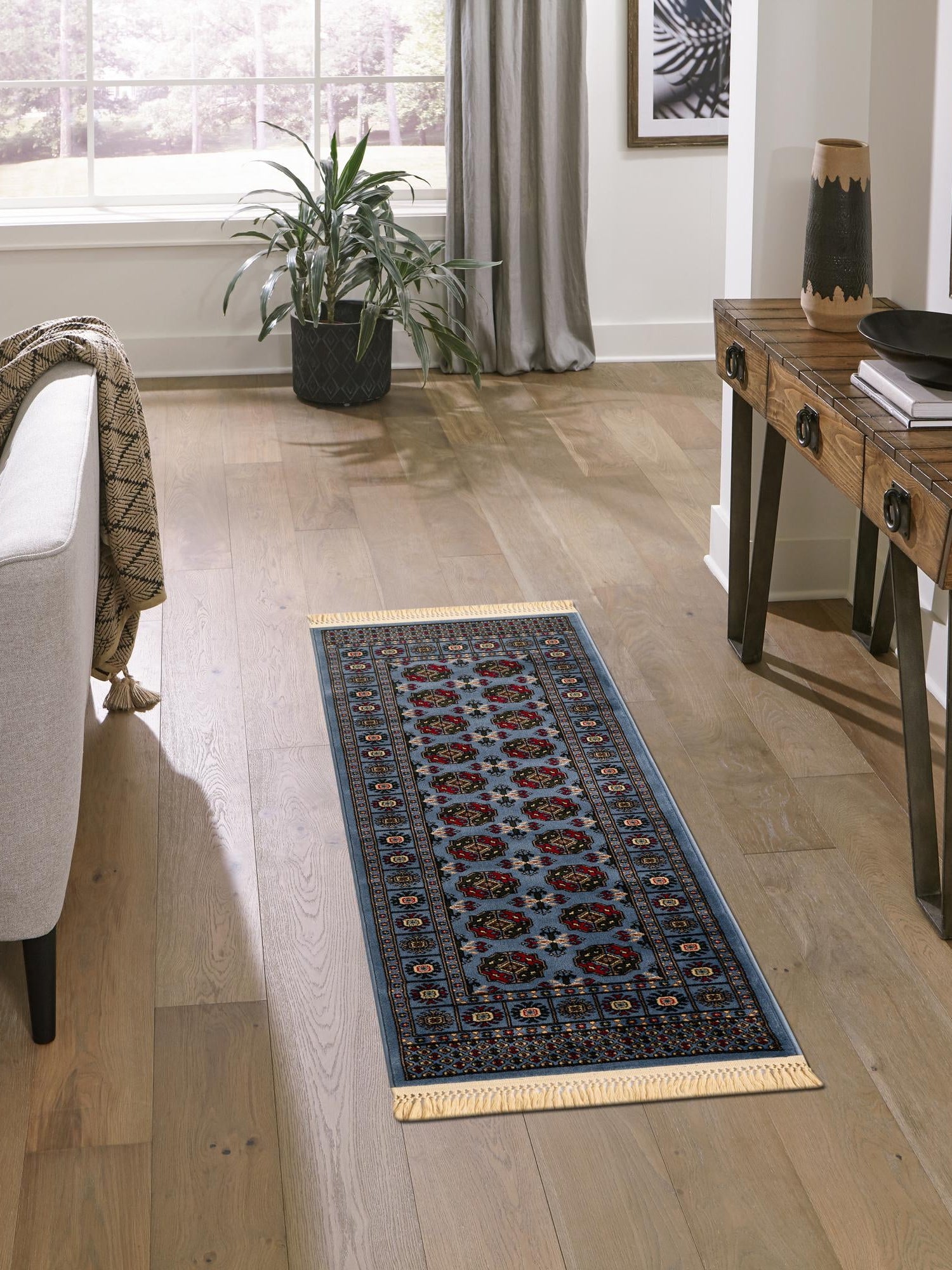 Blue 2' 7 x 10' Tekke Runner Area Rug Classic Traditional Vintage Design Carpet for Living Rooms, Dining, Bedrooms, Office Space for Sale at Rug Engine