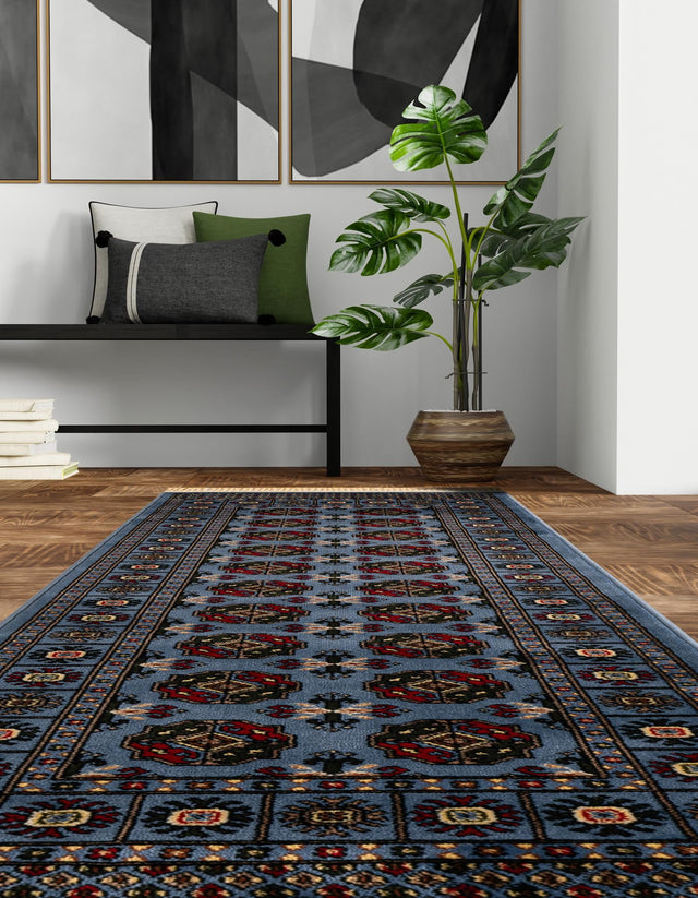 Blue 2' 7 x 12' Tekke Runner Area Rug Classic Traditional Vintage Design Carpet for Living Rooms, Dining, Bedrooms, Office Space for Sale at Rug Engine