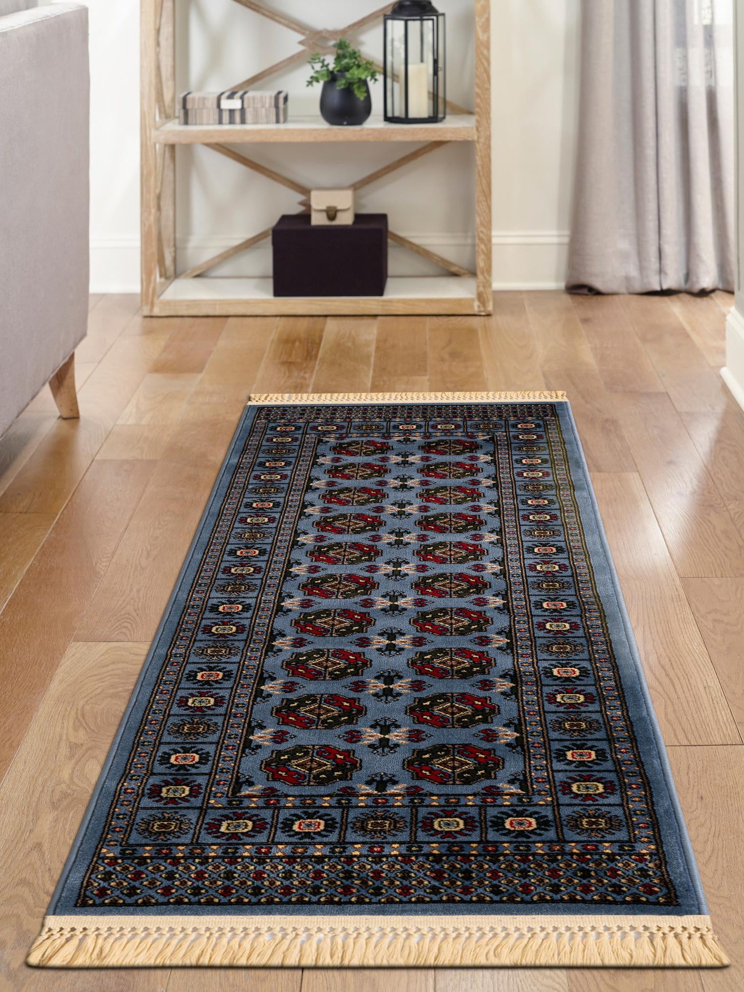 Blue 2' 7 x 12' Tekke Runner Area Rug Classic Traditional Vintage Design Carpet for Living Rooms, Dining, Bedrooms, Office Space for Sale at Rug Engine