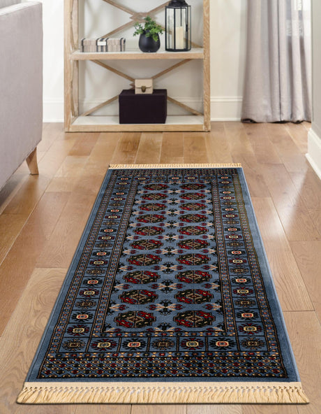 Blue 2' x 6' 1 Tekke Runner Area Rug Classic Traditional Vintage Design Carpet for Living Rooms, Dining, Bedrooms, Office Space for Sale at Rug Engine