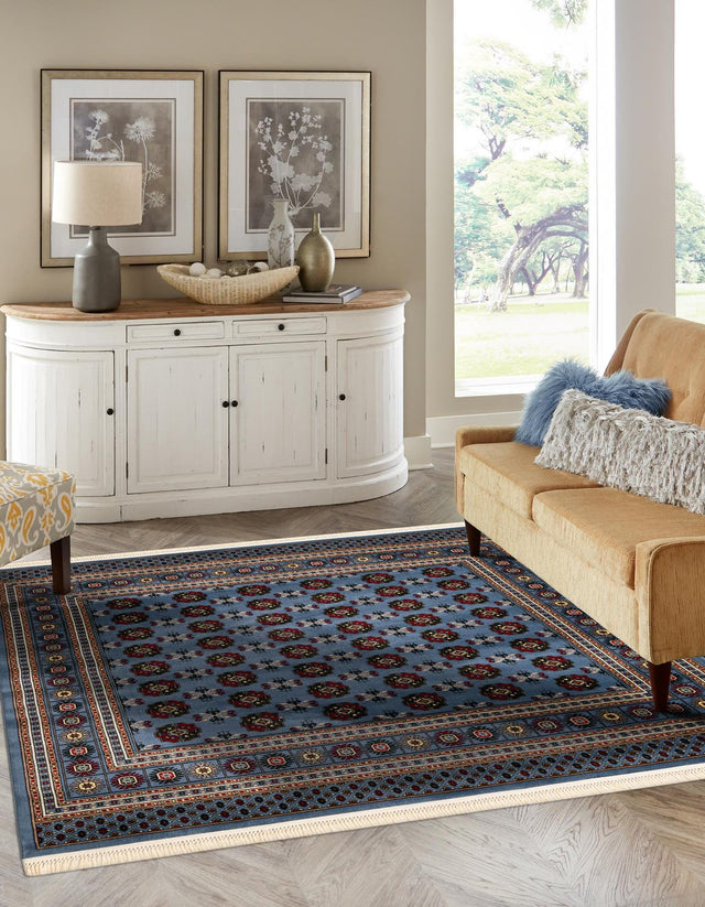 Blue 10' x 10' Tekke Square Area Rug Classic Traditional Vintage Design Carpet for Living Rooms, Dining, Bedrooms, Office Space for Sale at Rug Engine