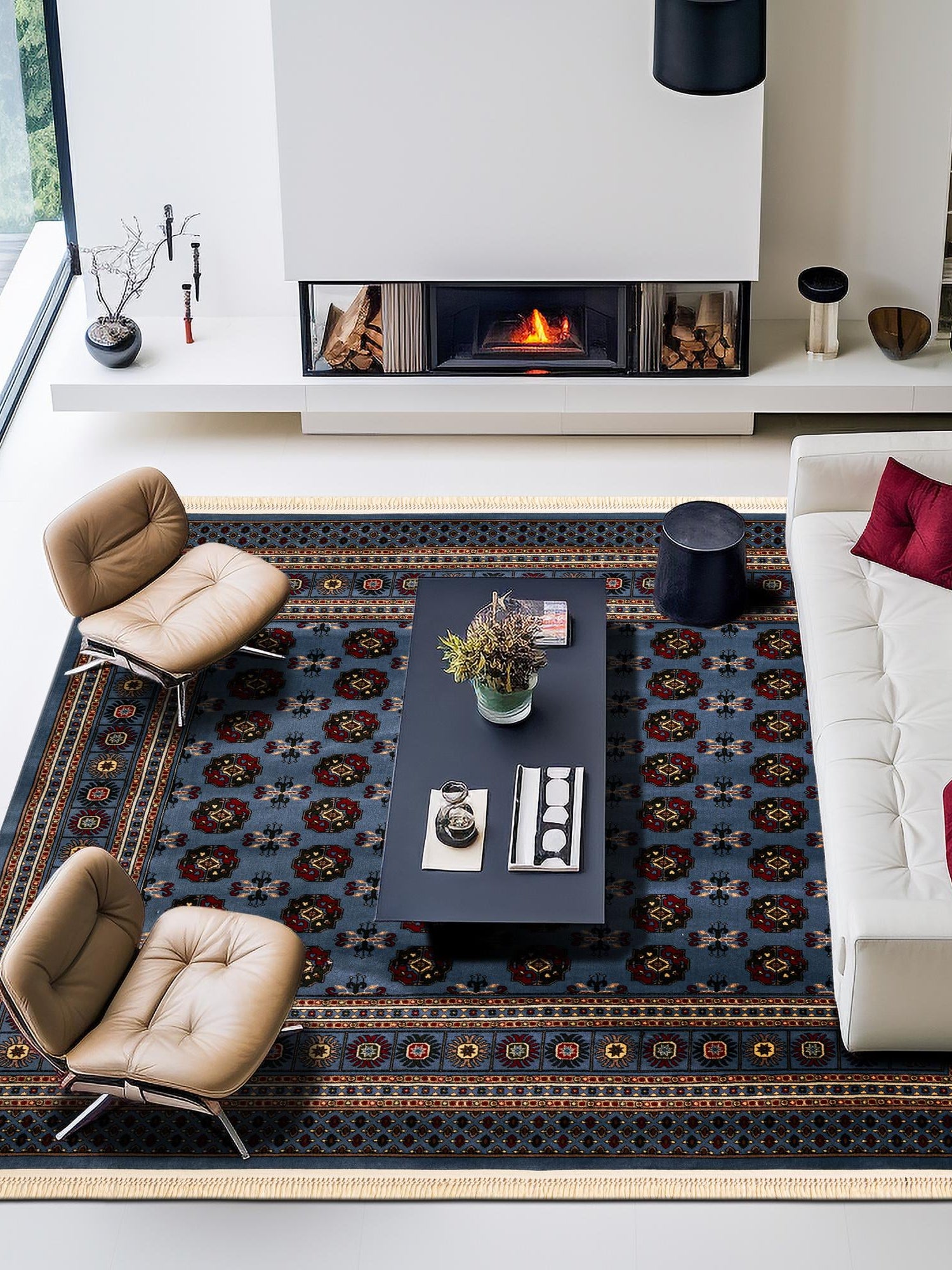 Blue 10' x 10' Tekke Square Area Rug Classic Traditional Vintage Design Carpet for Living Rooms, Dining, Bedrooms, Office Space for Sale at Rug Engine