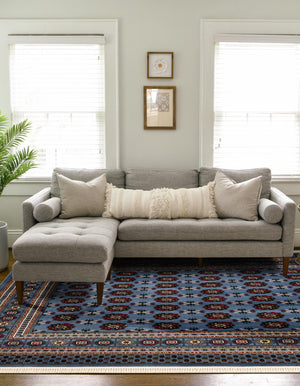 Blue 7' 10 x 7' 10 Tekke Square Area Rug Classic Traditional Vintage Design Carpet for Living Rooms, Dining, Bedrooms, Office Space for Sale at Rug Engine
