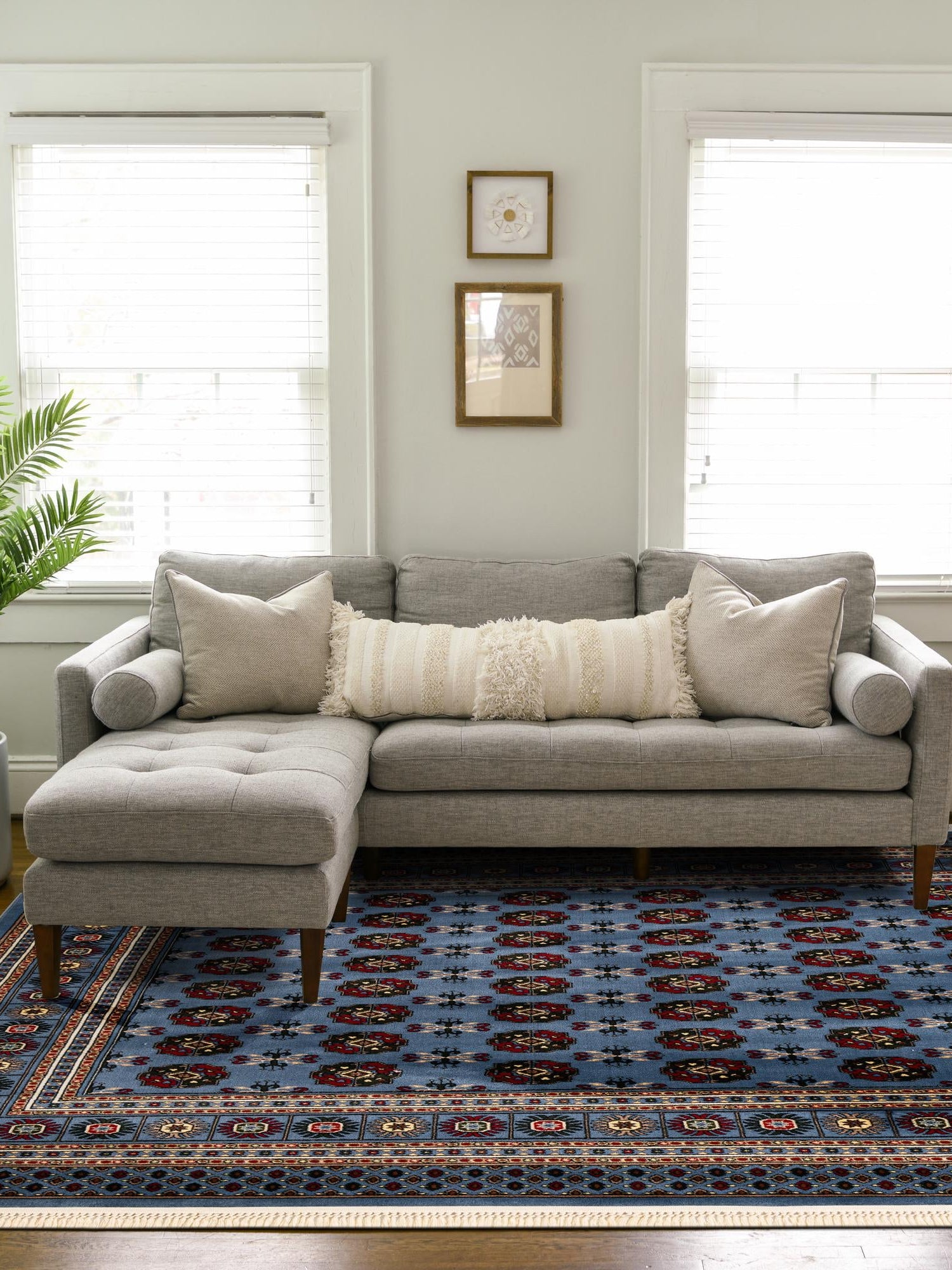 Blue 10' x 10' Tekke Square Area Rug Classic Traditional Vintage Design Carpet for Living Rooms, Dining, Bedrooms, Office Space for Sale at Rug Engine