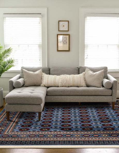 Blue 10' x 10' Tekke Square Area Rug Classic Traditional Vintage Design Carpet for Living Rooms, Dining, Bedrooms, Office Space for Sale at Rug Engine