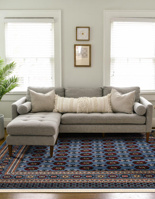 Blue 10' x 10' Tekke Square Area Rug Classic Traditional Vintage Design Carpet for Living Rooms, Dining, Bedrooms, Office Space for Sale at Rug Engine