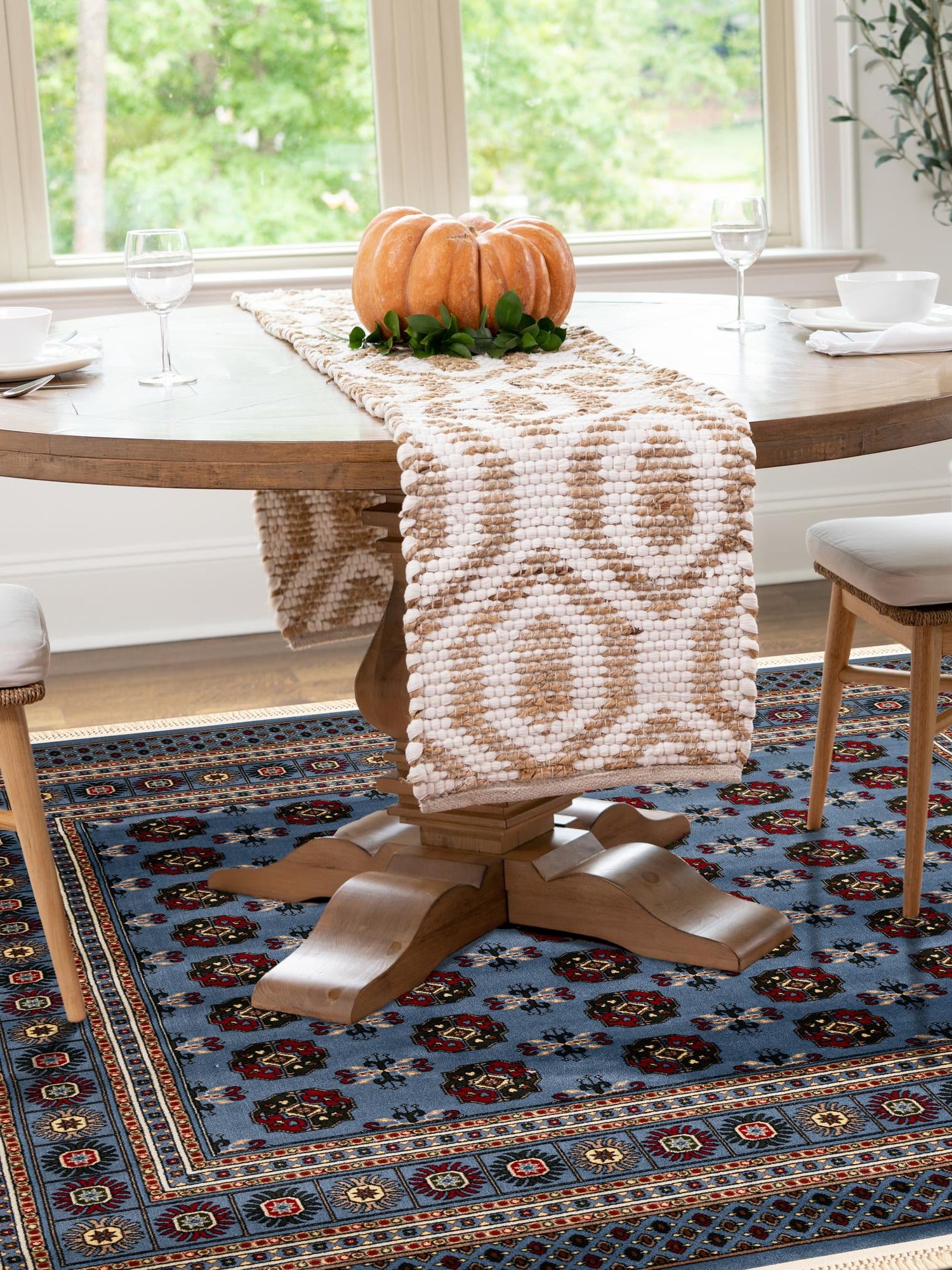 Blue 10' x 10' Tekke Square Area Rug Classic Traditional Vintage Design Carpet for Living Rooms, Dining, Bedrooms, Office Space for Sale at Rug Engine