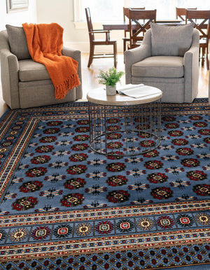 Blue 10' x 10' Tekke Square Area Rug Classic Traditional Vintage Design Carpet for Living Rooms, Dining, Bedrooms, Office Space for Sale at Rug Engine