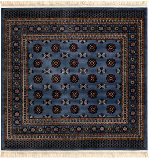 Blue 6' 1 x 6' 1 Tekke Square Area Rug Classic Traditional Vintage Design Carpet for Living Rooms, Dining, Bedrooms, Office Space for Sale at Rug Engine