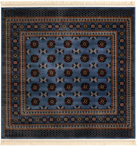 Blue 6' 1 x 6' 1 Tekke Square Area Rug Classic Traditional Vintage Design Carpet for Living Rooms, Dining, Bedrooms, Office Space for Sale at Rug Engine