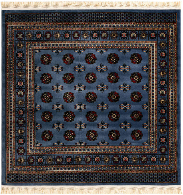 Blue 6' 1 x 6' 1 Tekke Square Area Rug Classic Traditional Vintage Design Carpet for Living Rooms, Dining, Bedrooms, Office Space for Sale at Rug Engine