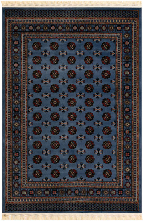 Blue 6' 1 x 9' Tekke Rectangle Area Rug Classic Traditional Vintage Design Carpet for Living Rooms, Dining, Bedrooms, Office Space for Sale at Rug Engine