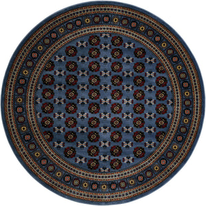 Blue 7' 10 x 7' 10 Tekke Round Area Rug Classic Traditional Vintage Design Carpet for Living Rooms, Dining, Bedrooms, Office Space for Sale at Rug Engine