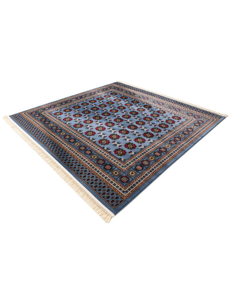 Blue 7' 10 x 7' 10 Tekke Square Area Rug Classic Traditional Vintage Design Carpet for Living Rooms, Dining, Bedrooms, Office Space for Sale at Rug Engine