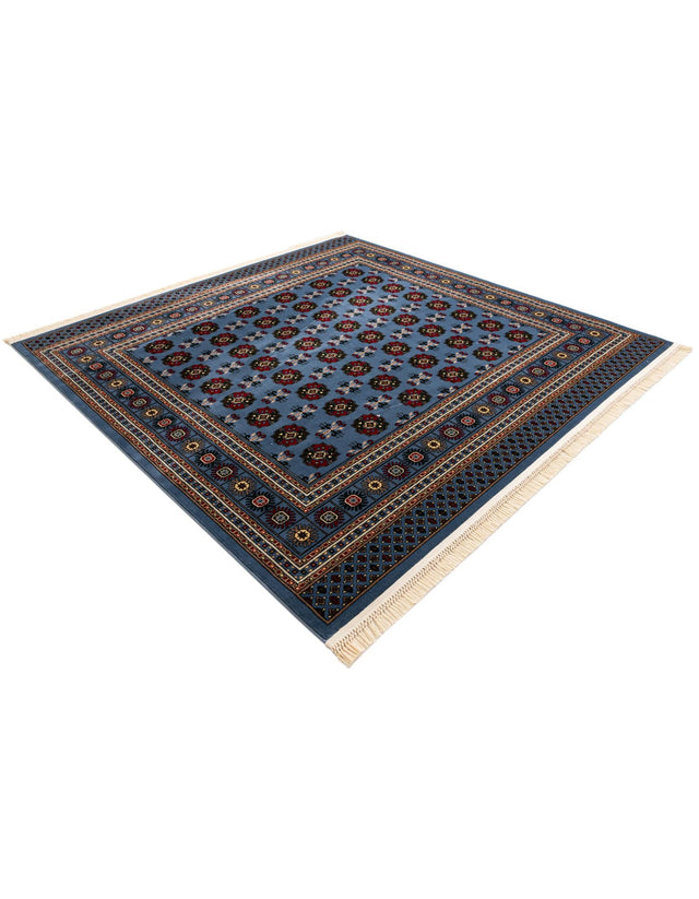 Blue 7' 10 x 7' 10 Tekke Square Area Rug Classic Traditional Vintage Design Carpet for Living Rooms, Dining, Bedrooms, Office Space for Sale at Rug Engine