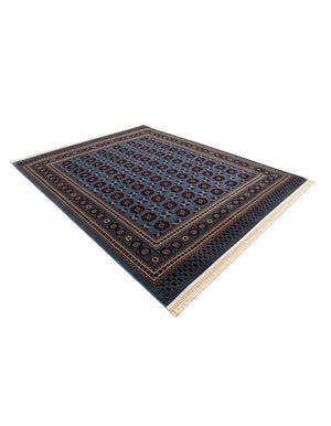 Blue 7' 10 x 10' Tekke Rectangle Area Rug Classic Traditional Vintage Design Carpet for Living Rooms, Dining, Bedrooms, Office Space for Sale at Rug Engine