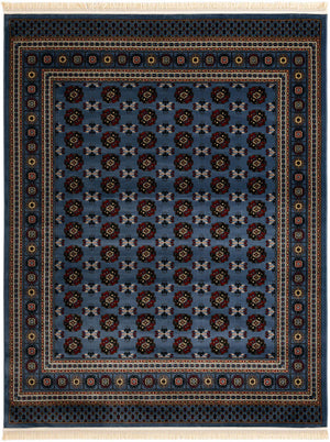 Blue 7' 10 x 10' Tekke Rectangle Area Rug Classic Traditional Vintage Design Carpet for Living Rooms, Dining, Bedrooms, Office Space for Sale at Rug Engine