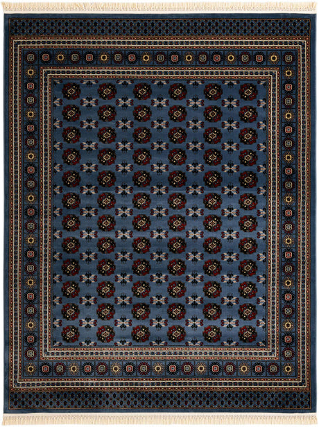 Blue 7' 10 x 10' Tekke Rectangle Area Rug Classic Traditional Vintage Design Carpet for Living Rooms, Dining, Bedrooms, Office Space for Sale at Rug Engine