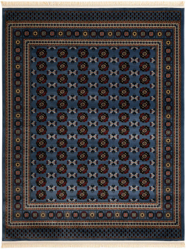 Blue 7' 10 x 10' Tekke Rectangle Area Rug Classic Traditional Vintage Design Carpet for Living Rooms, Dining, Bedrooms, Office Space for Sale at Rug Engine