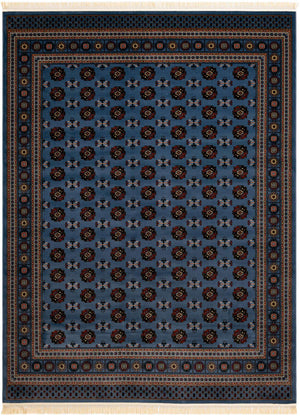 Blue 9' x 12' Tekke Rectangle Area Rug Classic Traditional Vintage Design Carpet for Living Rooms, Dining, Bedrooms, Office Space for Sale at Rug Engine