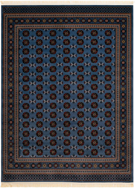 Blue 9' x 12' Tekke Rectangle Area Rug Classic Traditional Vintage Design Carpet for Living Rooms, Dining, Bedrooms, Office Space for Sale at Rug Engine