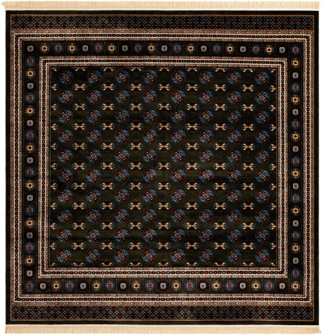 Dark Green 10' x 10' Tekke Square Area Rug Classic Traditional Vintage Design Carpet for Living Rooms, Dining, Bedrooms, Office Space for Sale at Rug Engine