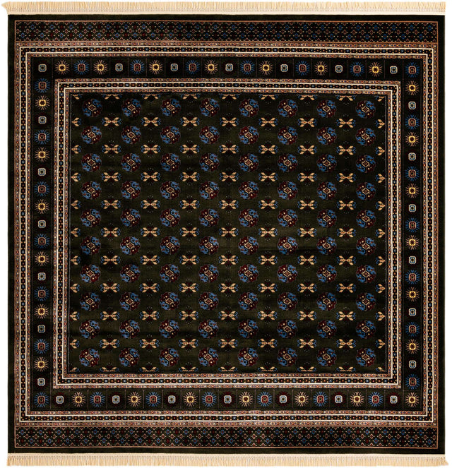 Dark Green 10' x 10' Tekke Square Area Rug Classic Traditional Vintage Design Carpet for Living Rooms, Dining, Bedrooms, Office Space for Sale at Rug Engine
