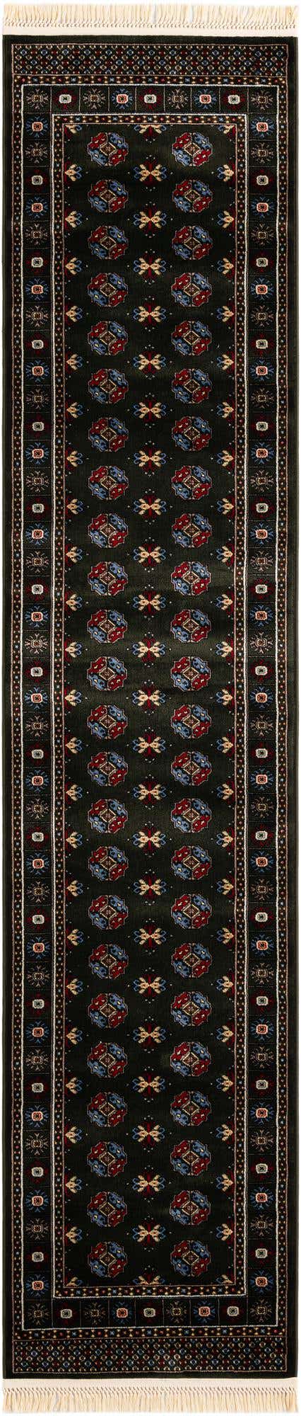 Dark Green 2' 7 x 12' Tekke Runner Area Rug Classic Traditional Vintage Design Carpet for Living Rooms, Dining, Bedrooms, Office Space for Sale at Rug Engine