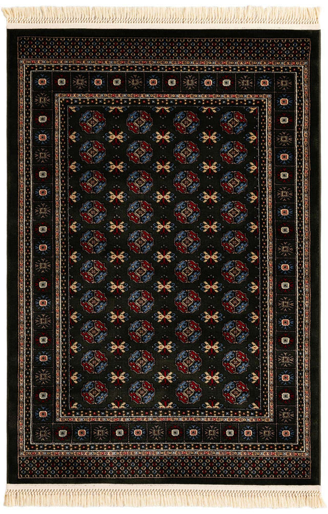 Dark Green 4' 1 x 6' 1 Tekke Rectangle Area Rug Classic Traditional Vintage Design Carpet for Living Rooms, Dining, Bedrooms, Office Space for Sale at Rug Engine