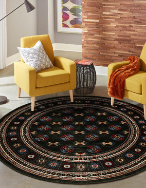 Dark Green 7' 10 x 7' 10 Tekke Round Area Rug Classic Traditional Vintage Design Carpet for Living Rooms, Dining, Bedrooms, Office Space for Sale at Rug Engine
