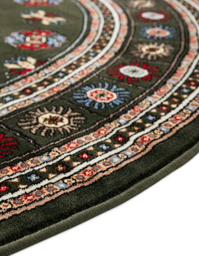 Dark Green 7' 10 x 7' 10 Tekke Round Area Rug Classic Traditional Vintage Design Carpet for Living Rooms, Dining, Bedrooms, Office Space for Sale at Rug Engine