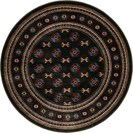 Dark Green 5' 3 x 5' 3 Tekke Round Area Rug Classic Traditional Vintage Design Carpet for Living Rooms, Dining, Bedrooms, Office Space for Sale at Rug Engine