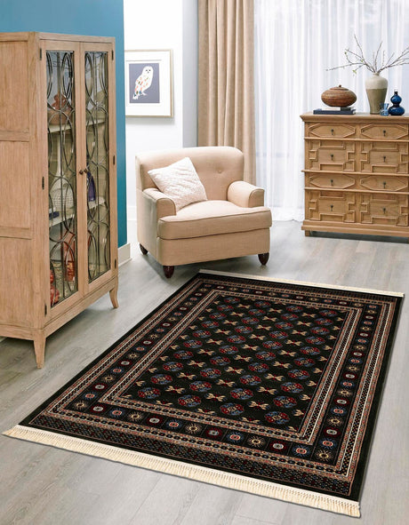 Dark Green 6' 1 x 9' Tekke Rectangle Area Rug Classic Traditional Vintage Design Carpet for Living Rooms, Dining, Bedrooms, Office Space for Sale at Rug Engine