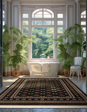 Dark Green 6' 1 x 9' Tekke Rectangle Area Rug Classic Traditional Vintage Design Carpet for Living Rooms, Dining, Bedrooms, Office Space for Sale at Rug Engine