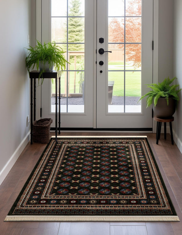 Dark Green 6' 1 x 9' Tekke Rectangle Area Rug Classic Traditional Vintage Design Carpet for Living Rooms, Dining, Bedrooms, Office Space for Sale at Rug Engine