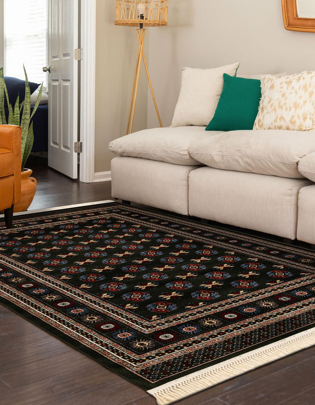 Dark Green 6' 1 x 9' Tekke Rectangle Area Rug Classic Traditional Vintage Design Carpet for Living Rooms, Dining, Bedrooms, Office Space for Sale at Rug Engine
