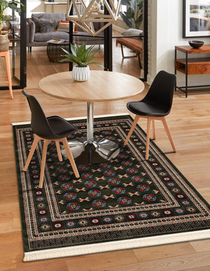 Dark Green 3' 1 x 5' 3 Tekke Rectangle Area Rug Classic Traditional Vintage Design Carpet for Living Rooms, Dining, Bedrooms, Office Space for Sale at Rug Engine