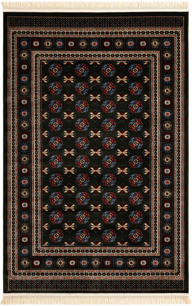 Dark Green 5' 3 x 8' Tekke Rectangle Area Rug Classic Traditional Vintage Design Carpet for Living Rooms, Dining, Bedrooms, Office Space for Sale at Rug Engine
