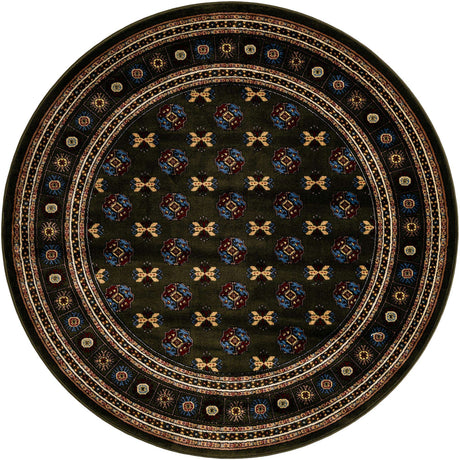 Dark Green 6' 1 x 6' 1 Tekke Round Area Rug Classic Traditional Vintage Design Carpet for Living Rooms, Dining, Bedrooms, Office Space for Sale at Rug Engine