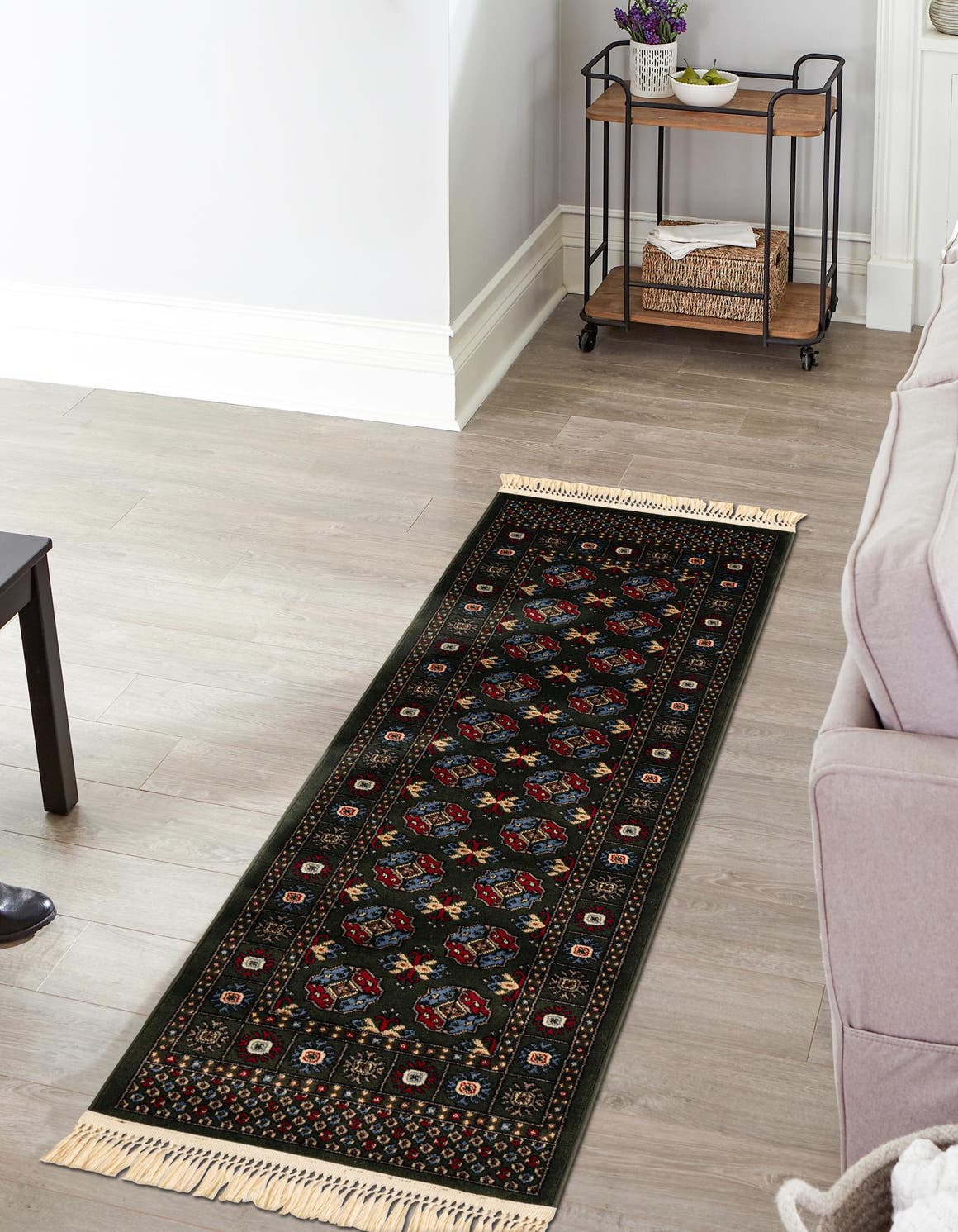 Dark Green 2' x 6' 1 Tekke Runner Area Rug Classic Traditional Vintage Design Carpet for Living Rooms, Dining, Bedrooms, Office Space for Sale at Rug Engine
