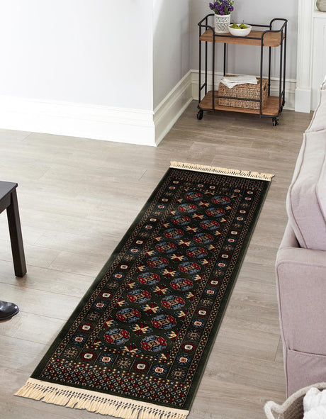 Dark Green 2' 7 x 10' Tekke Runner Area Rug Classic Traditional Vintage Design Carpet for Living Rooms, Dining, Bedrooms, Office Space for Sale at Rug Engine