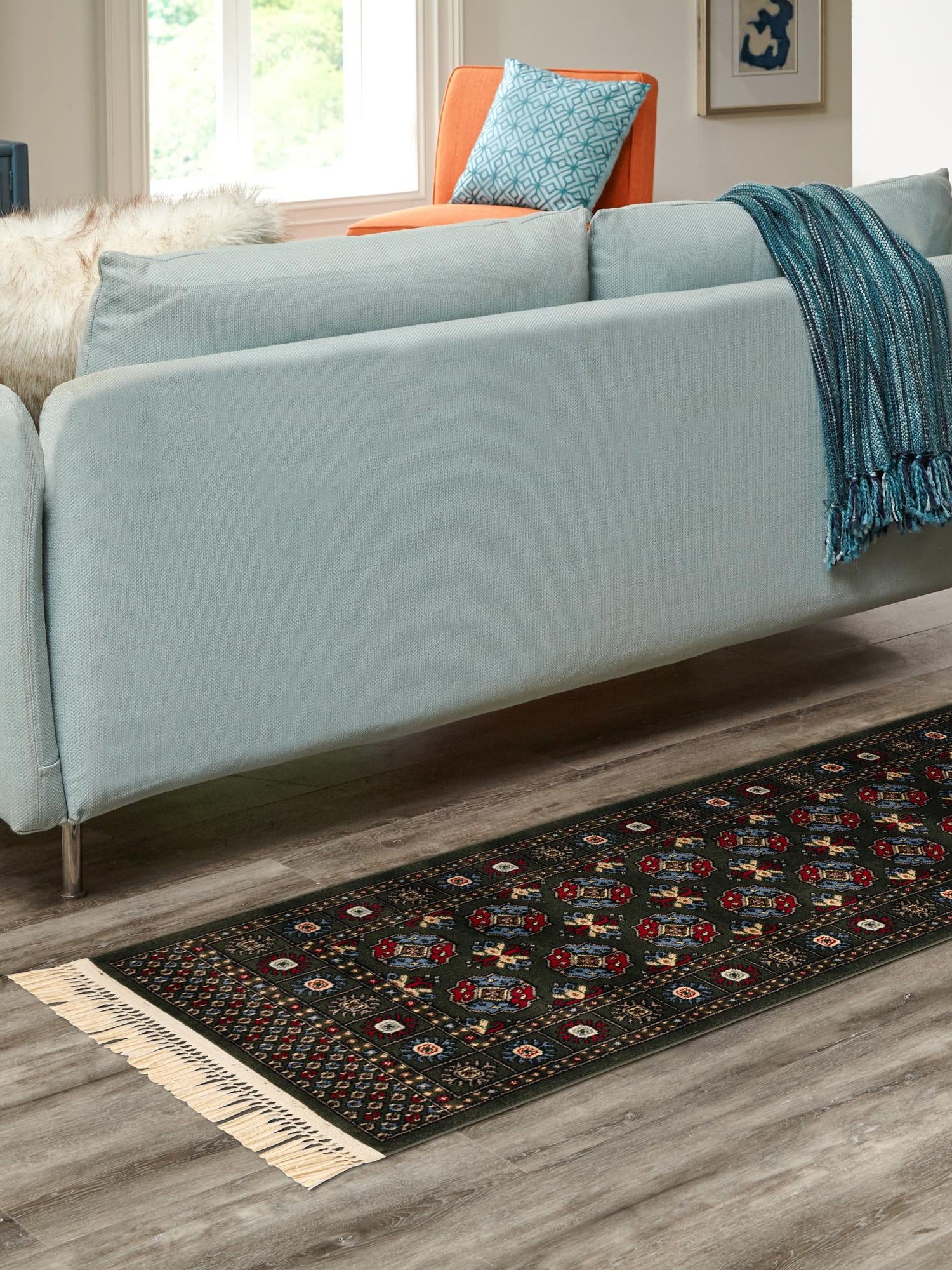 Dark Green 2' 7 x 12' Tekke Runner Area Rug Classic Traditional Vintage Design Carpet for Living Rooms, Dining, Bedrooms, Office Space for Sale at Rug Engine