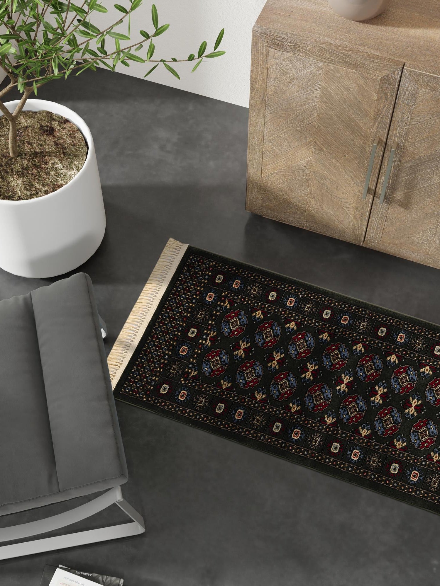 Dark Green 2' x 6' 1 Tekke Runner Area Rug Classic Traditional Vintage Design Carpet for Living Rooms, Dining, Bedrooms, Office Space for Sale at Rug Engine