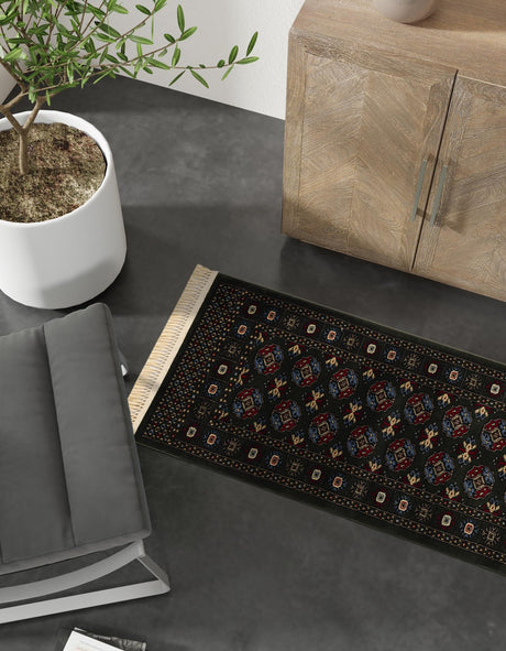 Dark Green 2' 7 x 10' Tekke Runner Area Rug Classic Traditional Vintage Design Carpet for Living Rooms, Dining, Bedrooms, Office Space for Sale at Rug Engine