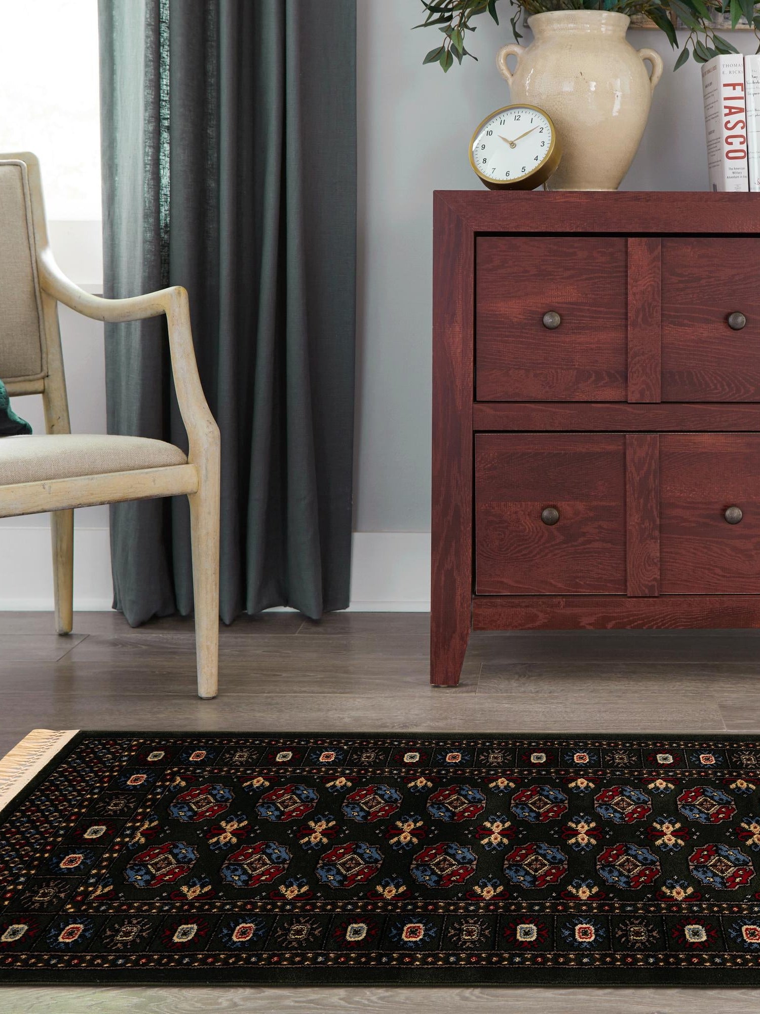 Dark Green 2' 7 x 10' Tekke Runner Area Rug Classic Traditional Vintage Design Carpet for Living Rooms, Dining, Bedrooms, Office Space for Sale at Rug Engine