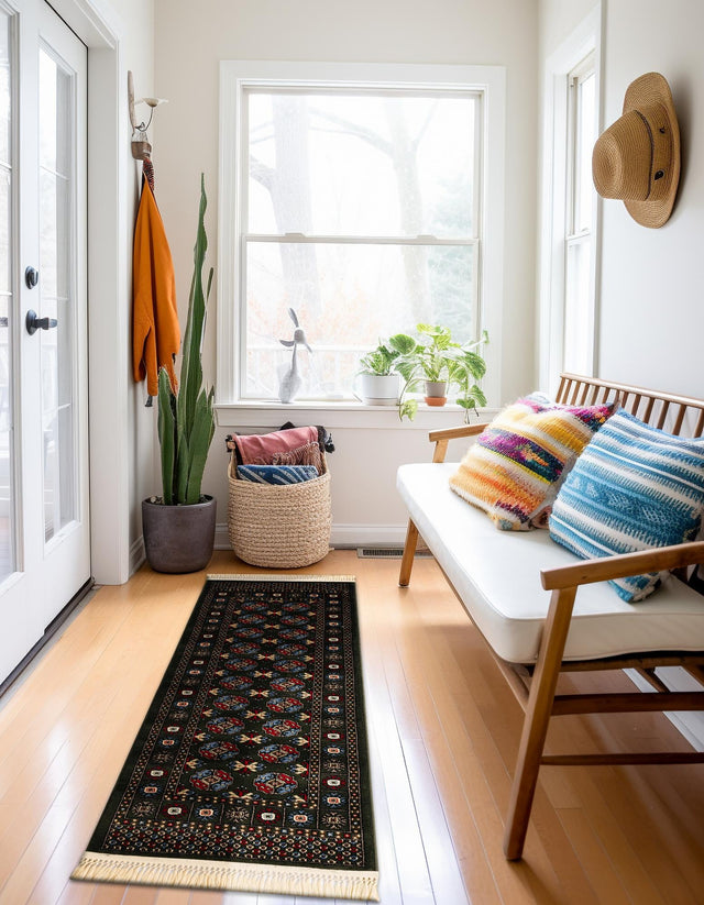Dark Green 2' 7 x 10' Tekke Runner Area Rug Classic Traditional Vintage Design Carpet for Living Rooms, Dining, Bedrooms, Office Space for Sale at Rug Engine
