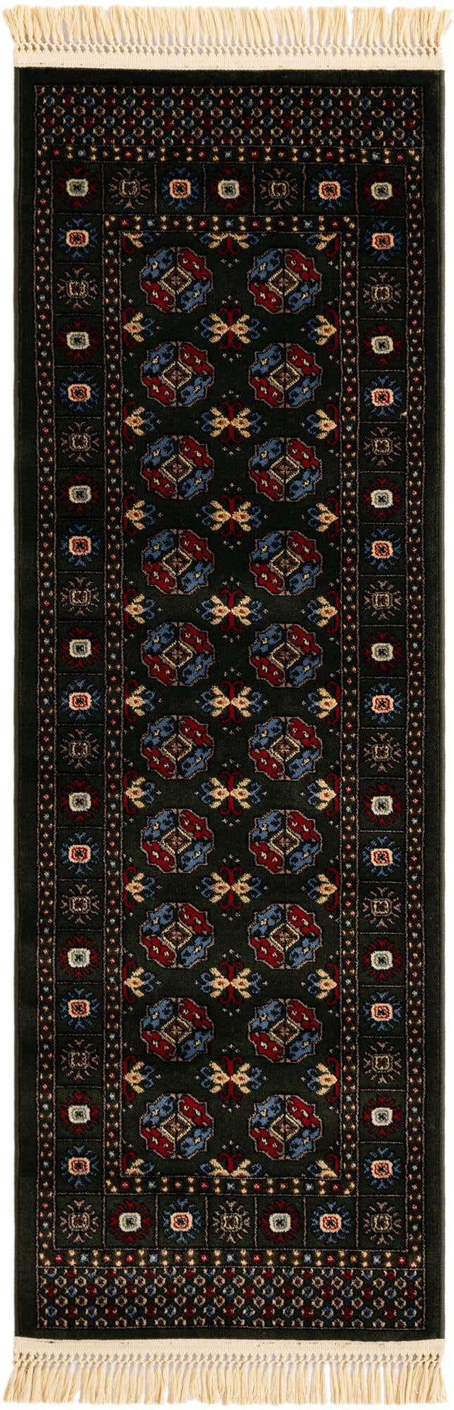 Dark Green 2' x 6' 1 Tekke Runner Area Rug Classic Traditional Vintage Design Carpet for Living Rooms, Dining, Bedrooms, Office Space for Sale at Rug Engine